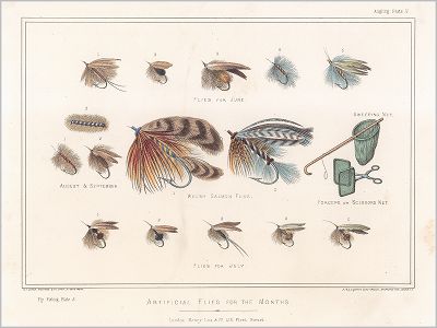 Копия «Крючки и наживка для рыбной ловли. The Book of Field Sports and Library of Veterinary Knowledge. Лондон, 1864»