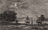 Лунный свет в Вальмондуа. Офорт Шарля Франсуа Добиньи, издание Gazette des Beaux-Arts.