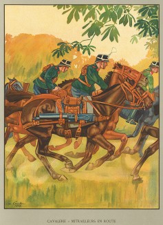 Пулемётный взвод. Униформа швейцарской кавалерии во время Первой мировой войны. Notre armée. Женева, 1915