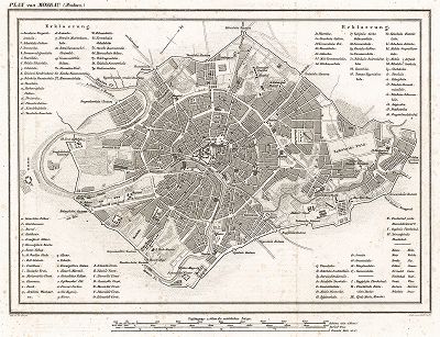 План Москвы середины XIX века. Plan von Moscau (Moskwa), Лейпциг, 1844. 