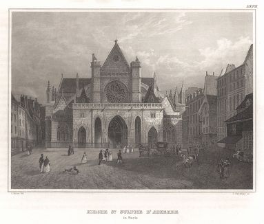 Церковь Сен-Жермен л'Осеруа в Париже. Meyer's Universum..., Хильдбургхаузен, 1844 год.