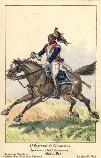 1803-12 гг. Капитан 4-го кирасирского полка французской армии в кирасе. Коллекция Роберта фон Арнольди. Германия, 1911-28