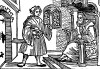 Офферус просит отца отпустить его в путешествие. Из "Жития Святого Христофора" (S. Christops Geburt und Leben) неизвестного немецкого мастера. Издал Johann Weyssenburger, Ландсхут, 1520. 