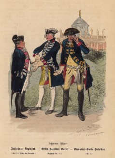 Офицеры прусской пехоты (иллюстрация Адольфа Менцеля к известной работе Эдуарда Ланге "Солдаты Фридриха Великого", изданной в Лейпциге в 1853 году)