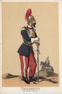 Испанский кирасир в парадной форме образца 1860 года (из альбома литографий L'Espagne militaire, изданного в Париже в 1860 году)
