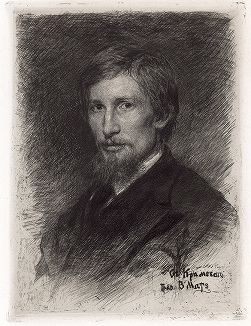 Виктор Михайлович Васнецов (1848-1926) - русский художник и архитектор. Офорт работы В.В. Матэ по рисунку И.Н. Крамского. 