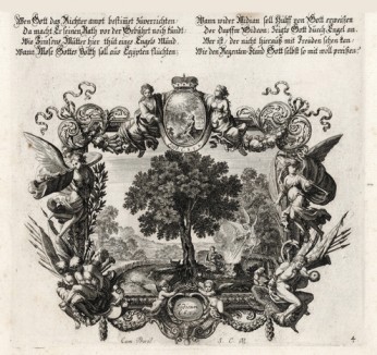 Ахиор у источника на пути в Ветилую (из Biblisches Engel- und Kunstwerk -- шедевра германского барокко. Гравировал неподражаемый Иоганн Ульрих Краусс в Аугсбурге в 1694 году)