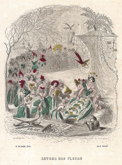 Возвращение цветов. Les Fleurs Animées par J.-J Grandville. Париж, 1847