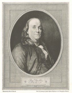 Бенджамин Франклин (1706-1790). Cо знаменитого живописного оригинала Жозефа Дюплесси 