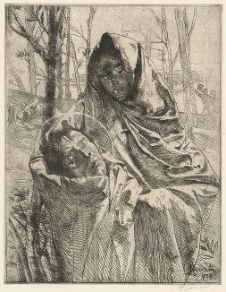 Мученик. Офорт Альбера Бенара, 1883 год. 