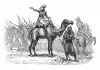 Египетский поход 1798-1801 гг. Бонапарт пересаживается с лошади на верблюда. Генерала привлекает  выносливость корабля пустыни в местных климатических условиях и его неприхотливость. Histoire de l’empereur Napoléon. Париж, 1840