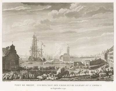 Восстание на кораблях «Леопард» и «Америка» в сентябре 1790 г. Вслед за мятежом гарнизона Нанси, 6 сентября 1790 г. вспыхивает мятеж на военных кораблях в Бресте. Оба экипажа списаны на берег. Париж, 1804