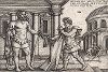 Лихас преподносит Гераклу отравленный хитон. Гравюра Ганса Зебальда Бехама из сюиты "Подвиги Геракла", 1542-48 гг.