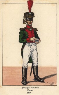 1810 г. Офицер артиллерии королевства Саксония. Коллекция Роберта фон Арнольди. Германия, 1911-29