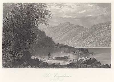 Вид на берега реки Саскуэханна, северо-восток США. Лист из издания "Picturesque America", т.II, Нью-Йорк, 1874.