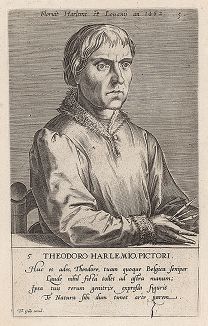 Дирк Баутс (1415 -- 1475 гг.) -- нидерландский живописец. Гравюра Корнелиса Корта. 