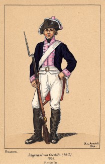 1806 г. Мушкетер 7-го прусского пехотного полка. Коллекция Роберта фон Арнольди. Германия, 1911-29