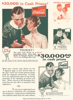 Реклама лотерии от Coca-Cola 1927 года. 