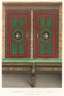 Стена и бильярдный столик, инкрустированные зеленым сланцем и покрытые лаком. Каталог Всемирной выставки в Лондоне 1862 года, т.2, л.108.