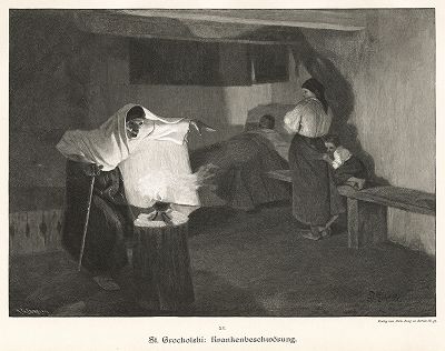 "Заговаривание  болезни" работы Станислава Грохольского. Moderne Kunst..., т. 9, Берлин, 1895 год. 