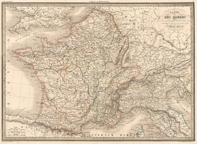 Карта древней Галлии. Atlas universel de geographie ancienne et moderne..., л.6. Париж, 1842