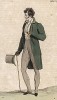 Редингот, панталоны, цилиндр и пенсне, не без трости и цилиндра. Из первого французского журнала мод эпохи ампир Journal des dames et des modes, Париж, 1813. Модель № 1327