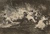 Они спасаются сквозь пламя. Лист 41 из известной серии офортов знаменитого художника и гравёра Франсиско Гойи "Бедствия войны" (Los Desastres de la Guerra). Представленные листы напечатаны в Мадриде с оригинальных досок около 1900 года. 