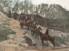 Взвод французских кирасиров в патруле. L'Album militaire. Livraison №4. Cavalerie. Serviсe en campagne. Париж, 1890