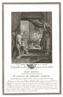 Мадонна с котиком работы Федерико Бароччи. Лист из знаменитого издания Galérie du Palais Royal..., Париж, 1786