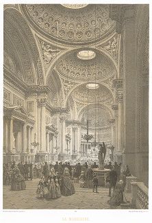 Интерьер церкви Мадлен -- церкви Святой Марии Магдалины (из работы Paris dans sa splendeur, изданной в Париже в 1860-е годы)
