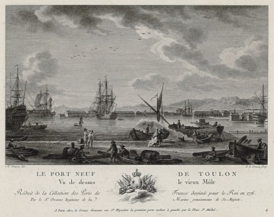 Укрепления порта Тулон (лист 4 из альбома гравюр Nouvelles vues perspectives des ports de France..., изданного в Париже в 1791 году)
