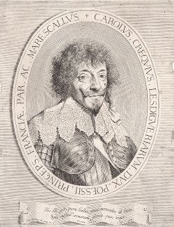 Шарль де Креки, герцог де Ледигье (1578--1638) - маршал Франции, участвовавший в итальянских кампаниях. Отличался отвагой и острословием. Гравюра Клода Меллана, 1633 год. 