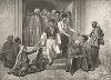 Мусульмане подают милостыню при выходе из мечети 17 августа 1837 года (из Voyage dans la Russie Méridionale et la Crimée... Париж. 1848 год (лист 38))