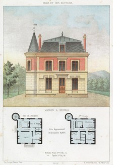 Загородный дом с круглой башней в городке Безон (Иль-де-Франс) (из популярного у парижских архитекторов 1880-х Nouvelles maisons de campagne...)