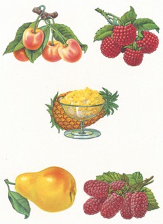 Черешня, малина, груша и ананас. 
