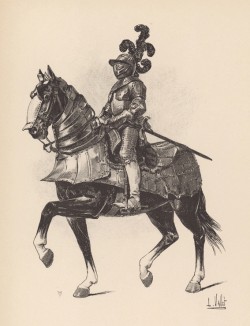 Рыцарь XVI века во фламандском доспехе (из "Иллюстрированной истории верховой езды", изданной в Париже в 1891 году)