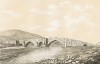 Мост через реку Дебед - самый знаменитый из древних мостов Армении (лист XXX третьей части атласа к "Путешествию по Кавказу..." Фредерика Дюбуа де Монпере. Париж. 1840 год)