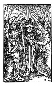 Ангелы. Иллюстрация Ганса Шауфелейна к Via Felicitatis. Издал Johann Miller, Аугсбург, 1513