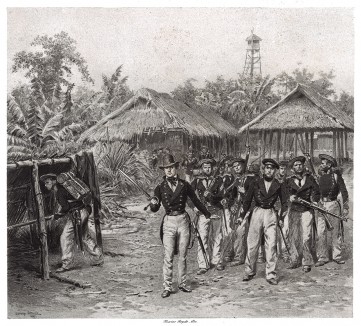Французская морская пехота высаживается на вьетнамский берег в 1840 году (из Types et uniformes. L'armée françáise par Éduard Detaille. Париж. 1889 год)