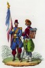 Французский офицер и спаги со знаменем (иллюстрация к L'Africa francese... - хронике французских колониальных захватов в Северной Африке, изданной во Флоренции в 1846 году)