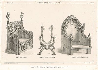 Английские епископские и аббатские кресла, XIV-XV вв. Meubles religieux et civils..., Париж, 1864-74 гг. 