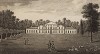 Королевский дворец в Кью. Фасад, выходящий в сады Кью (из A New Display Of The Beauties Of England... Лондон. 1776 год. Том 1. Лист 5)