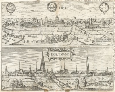 Города Липпштадт и Дортмунд. Георг Браун и Франц Хогенберг. Civitates Orbis Terrarum. Кельн, 1590