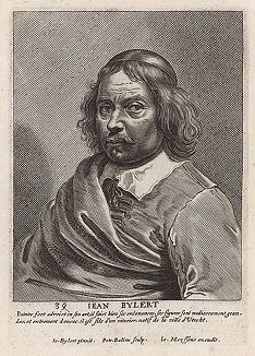 Ян ван Бийлерт (1597/98 -- 1671) -- голландский рисовальщик и живописец. Гравюра Питера де Байлю с автопортрета художника. 
