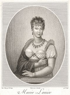 Мария Луиза, эрцгерцогиня Австрийская, императрица Франции. Редкий портрет по оригиналу Иоганна  Лампи. 