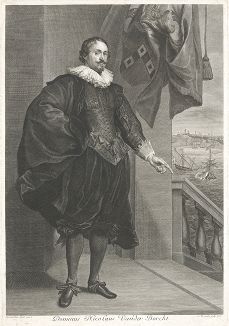 Николаус ван дер Борхт (1635--1708) - голландский политик и флотоводец. Гравюра Корнелиса Вермюлена с портрета кисти Антониса ван Дейка. 