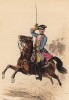 Офицер третьего драгунского полка возглавляет атаку (иллюстрация Адольфа Менцеля к известной работе Эдуарда Ланге "Солдаты Фридриха Великого", изданной в Лейпциге в 1853 году)