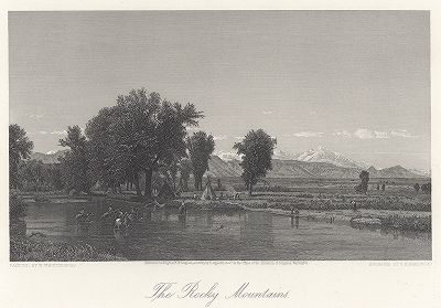 Вид на Скалистые горы. Лист из издания "Picturesque America", т.II, Нью-Йорк, 1874.