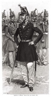 Офицер французской морской пехоты в парадной форме образца 1847 года (из Types et uniformes. L'armée françáise par Éduard Detaille. Париж. 1889 год)