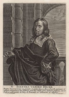 Ян ван ден Хекке (1620 -- 1684 гг.) -- фламандский гравер, рисовальщик и живописец. Гравюра Конрада Вауманса с автопортрета художника. 
